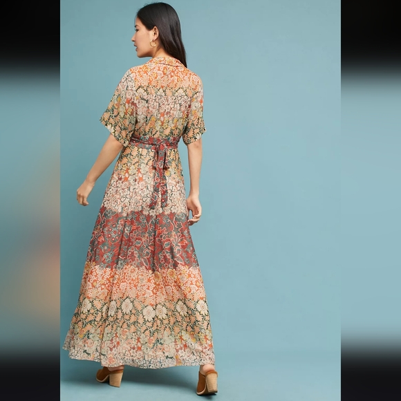 Moulinette Soeurs Printed Silk Maxi Dress sz 6 - Picture 11 of 14